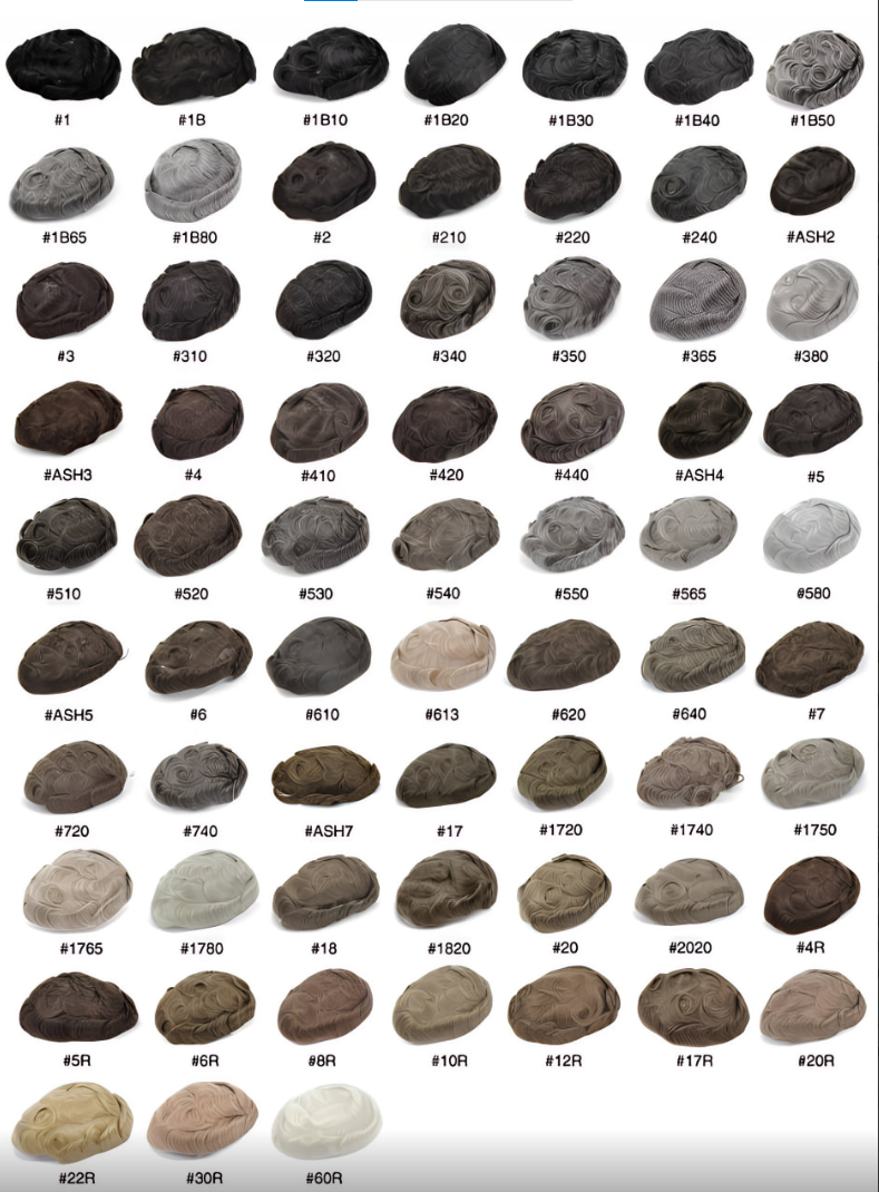 Carta de color para pr&oacute;tesis capilares de hombre