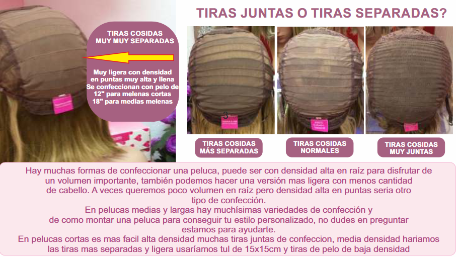 Sewn wefts together, normal or separated in wig construction