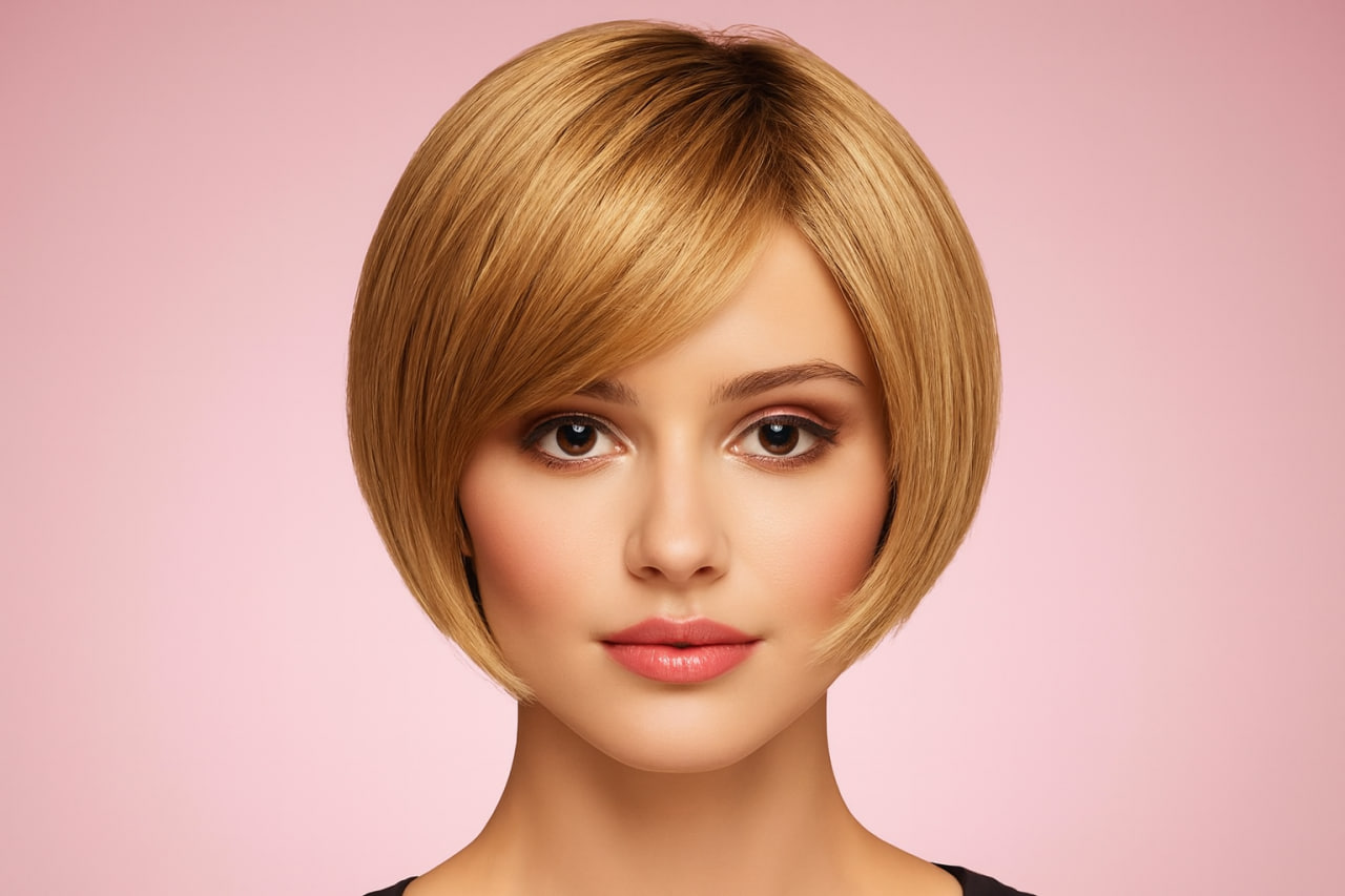 Short honey-coloured natural wig