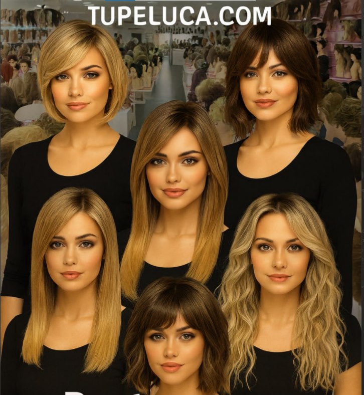 Natural human hair wig models at TuPeluca.com