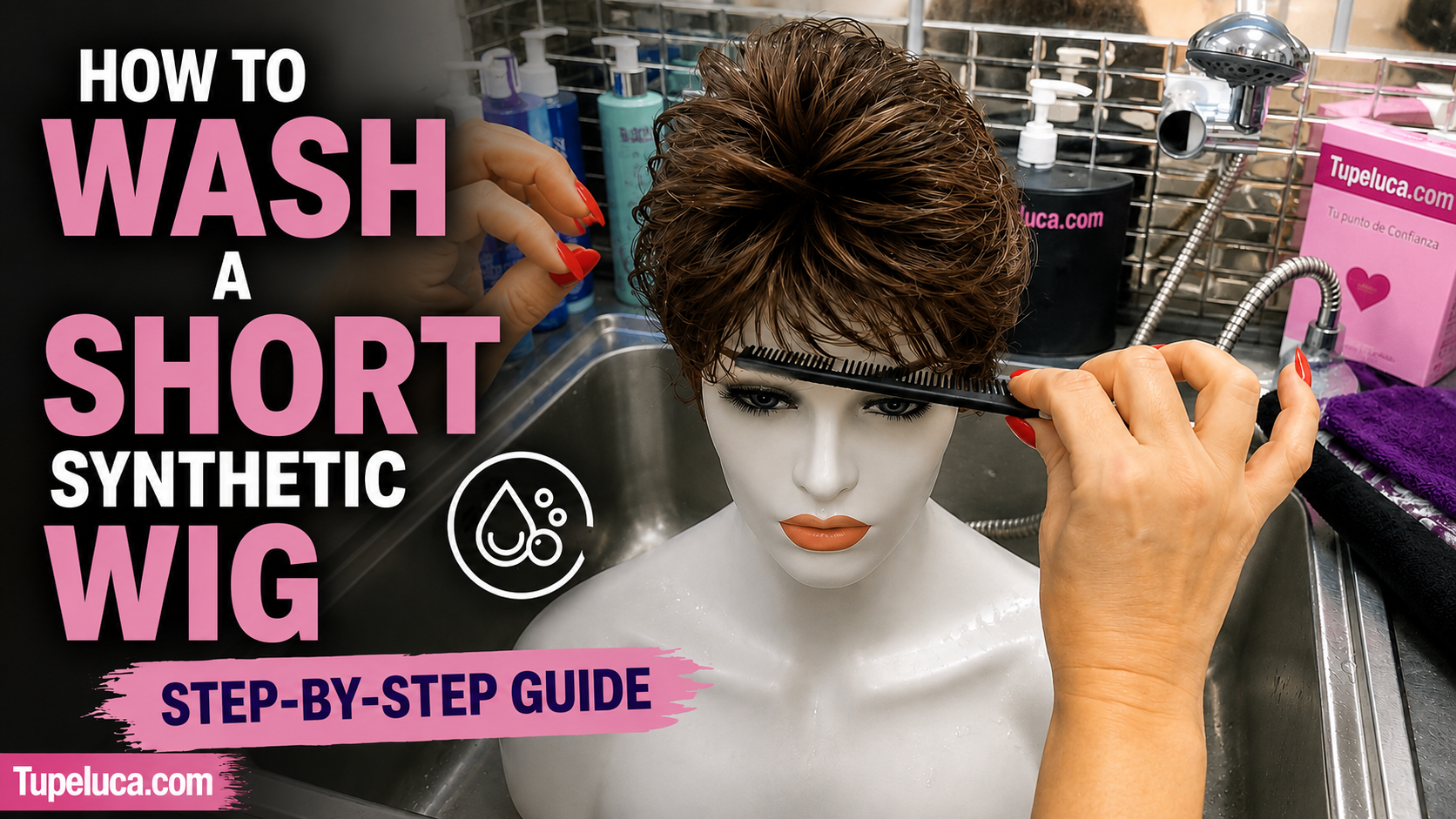 Tutorial for washing a short synthetic collagen wig