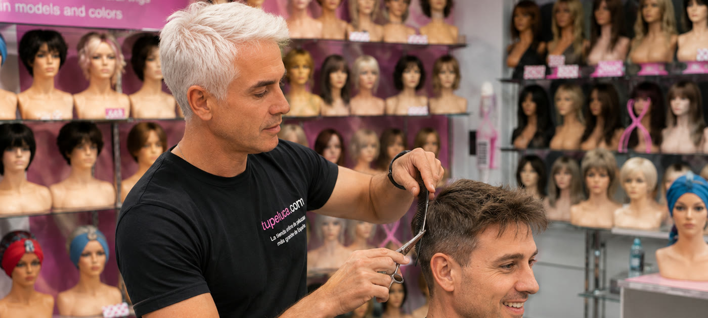 Adaptation and cut for men's hair systems in Leon