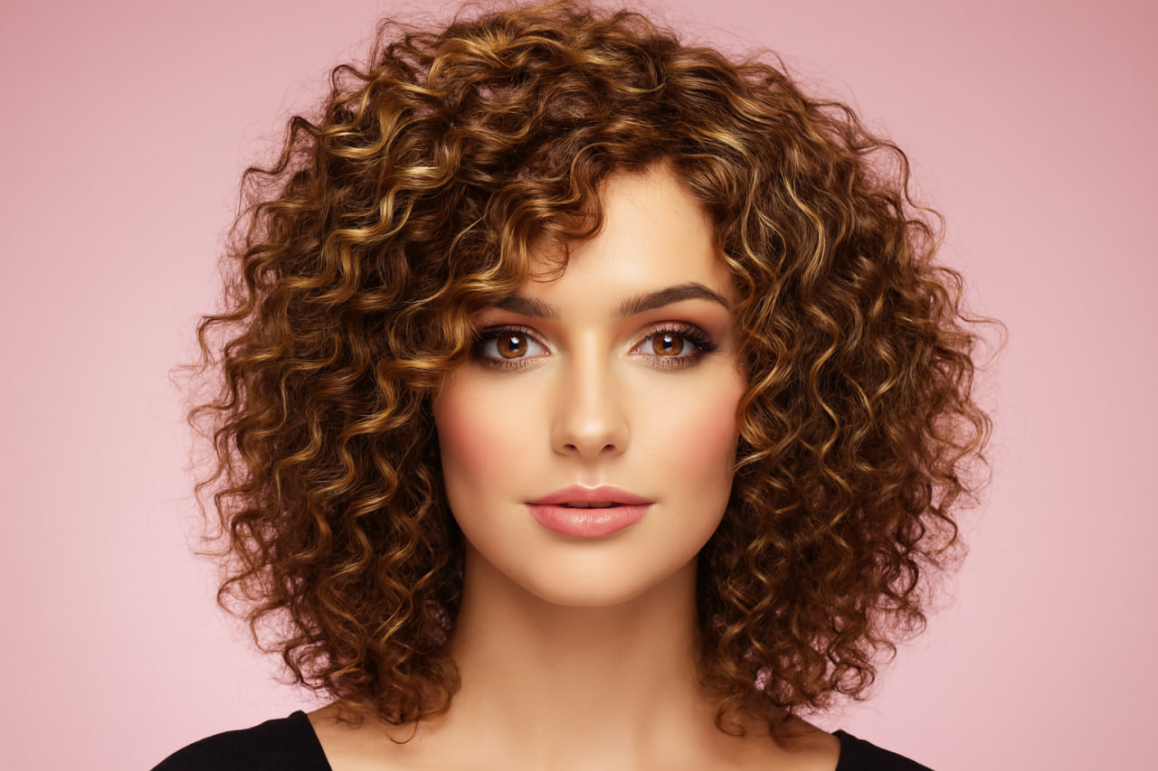 Peluca natural rizada con volumen