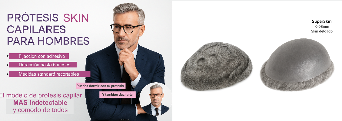 Pr&oacute;tesis capilar skin para hombre