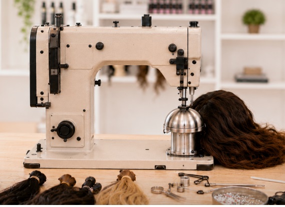 Máquina de taller para coser tiras de cabello natural