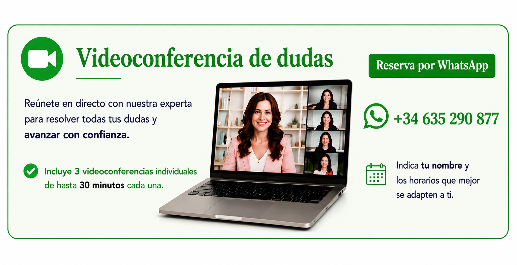 Videoconferencia por WhatsApp para resolver dudas del tutorial online de confección de pelucas