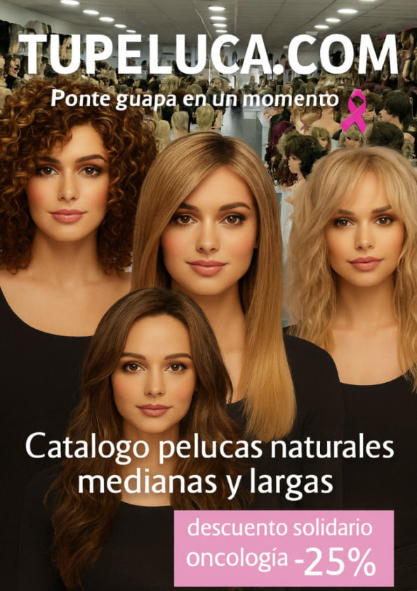 Catálogo de pelucas naturales de media melena para pacientes oncológicas en Barcelona