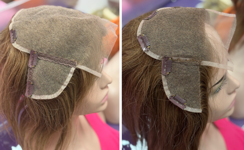 Comparativa de base lateral con patillas en voluminador natural