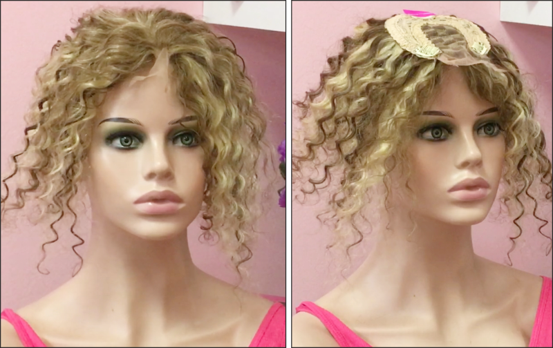 Base frontal de tul para voluminador natural rizado rubio