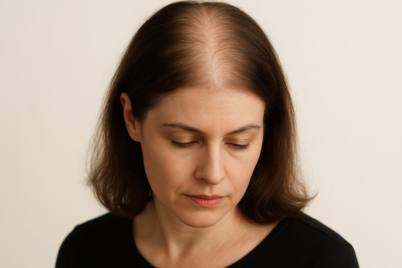 Alopecia androgenetica femenina con perdida de densidad superior