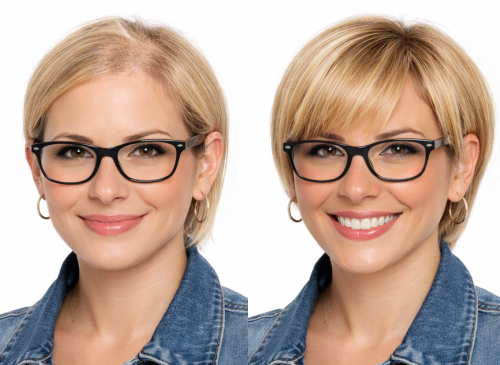 Voluminador natural corto rubio con gafas